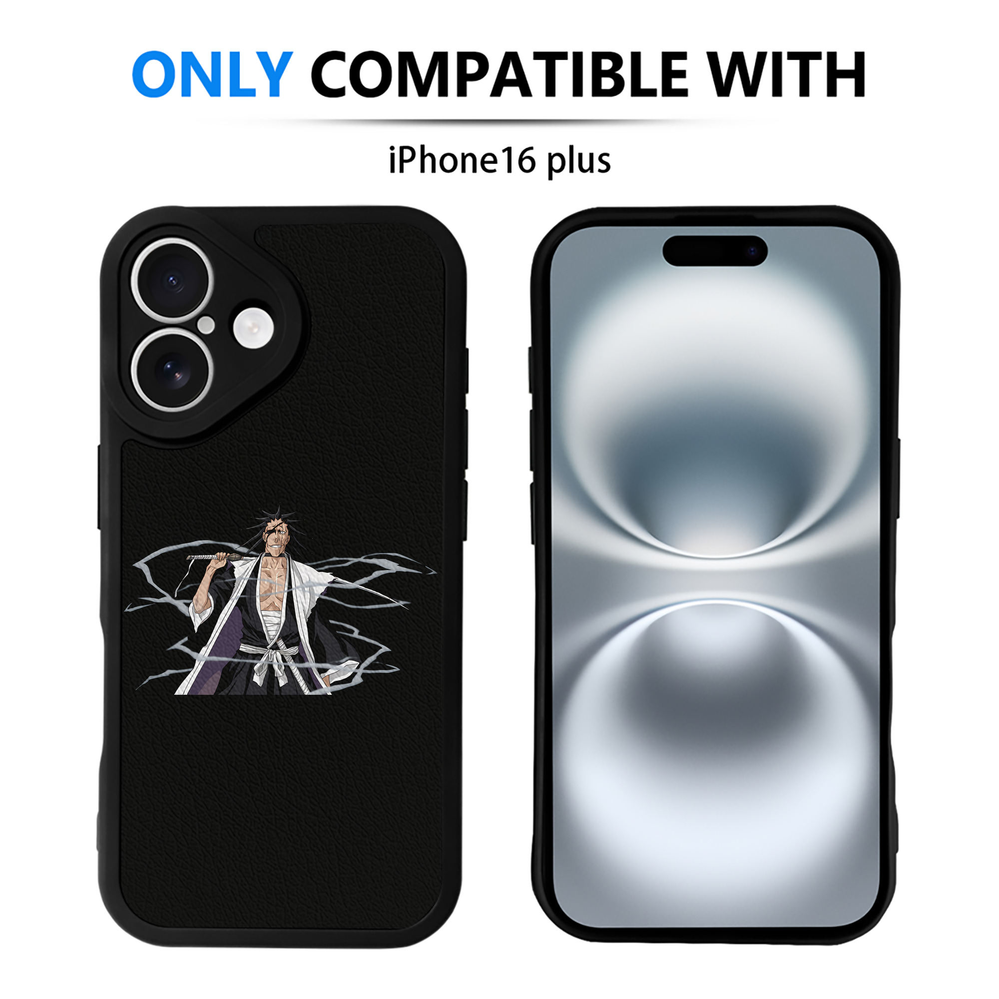 （画像用） ブリーチ ざらき けんぱち BLEACH Zaraki Kenpachi 【iPhone 16シリーズ対応】シリコンスマホケース（レザー調） 材質：シリコン